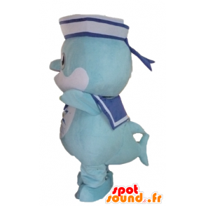 Mascot vissen, blauwe dolfijn gekleed in sailor - MASFR24113 - Dolphin Mascot