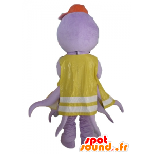 Mascot polvo violeta, com um revestimento amarelo - MASFR24114 - Mascotes do oceano