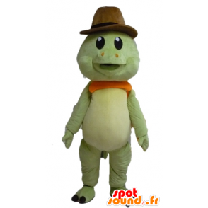 Mascot tortuga verde y naranja, con un sombrero de vaquero - MASFR24115 - Tortuga de mascotas