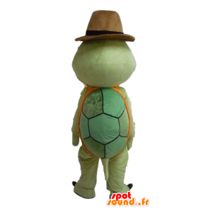 Mascot tartaruga verde e laranja, com um chapéu de cowboy - MASFR24115 - Mascotes tartaruga