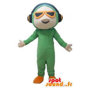 Mascotte in tuta verde, con le cuffie - MASFR24116 - Umani mascotte