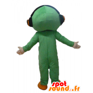 Mascotte d'homme en combinaison verte, avec un casque audio - MASFR24116 - Mascottes Homme