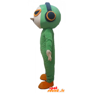 Mascotte d'homme en combinaison verte, avec un casque audio - MASFR24116 - Mascottes Homme