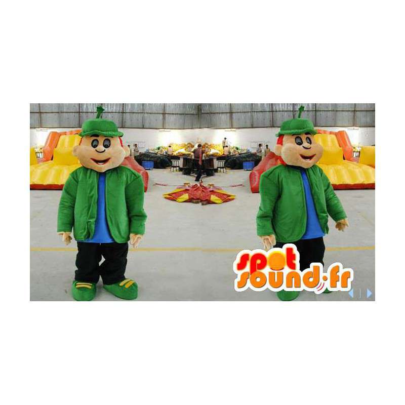 Mascot Kerl mit einem Mantel und einem grünen bob - MASFR006616 - Menschliche Maskottchen