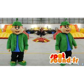 Mascot man with a green coat and a bob - MASFR006616 - Human mascots