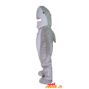 マスコットの灰色と白のサメ、リアルで印象的な-MASFR24117-サメのマスコット