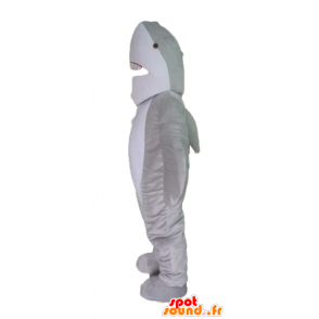 Mascot grijze en witte haai, realistisch en indrukwekkend - MASFR24117 - mascottes Shark