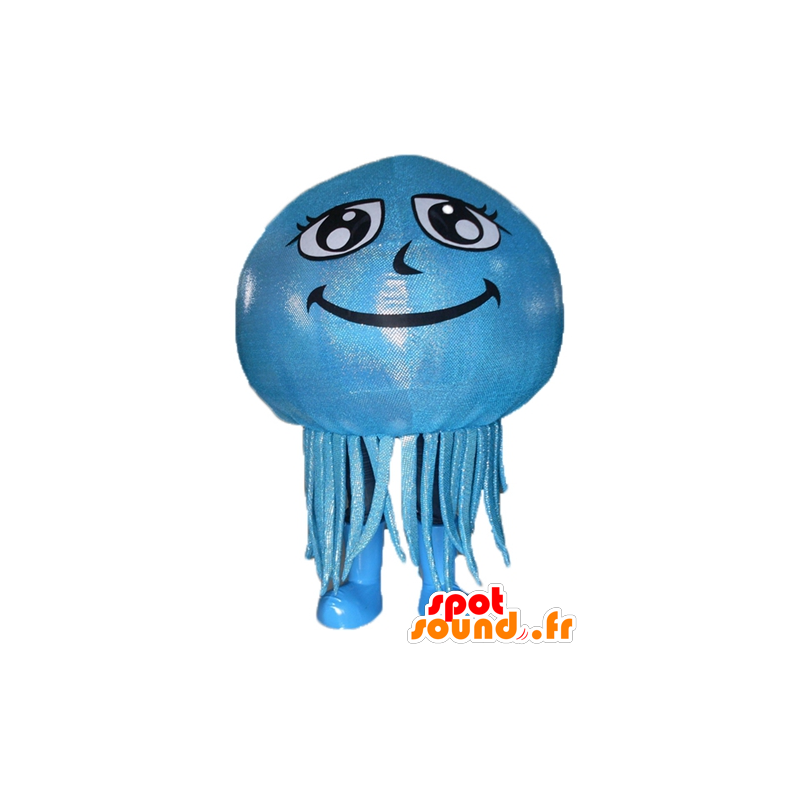 Mascot blue jellyfish and giant smiling - MASFR24118 - Mascots of the ocean