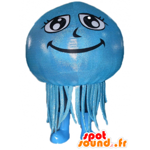 Mascot blue jellyfish and giant smiling - MASFR24118 - Mascots of the ocean