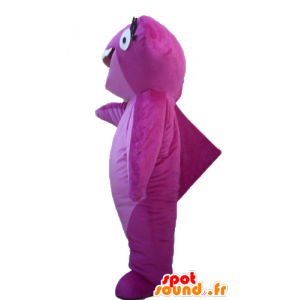 ピンクのシュモクザメのマスコット、とても笑顔-MASFR24119-サメのマスコット