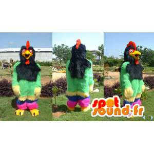 Mascotte gallo multicolore e peloso - MASFR006617 - Mascotte di galline pollo gallo
