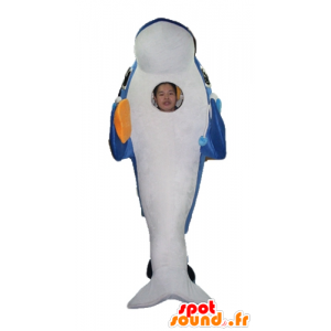 Blue Dolphin Mascot en witte reus en zeer realistisch - MASFR24121 - Dolphin Mascot