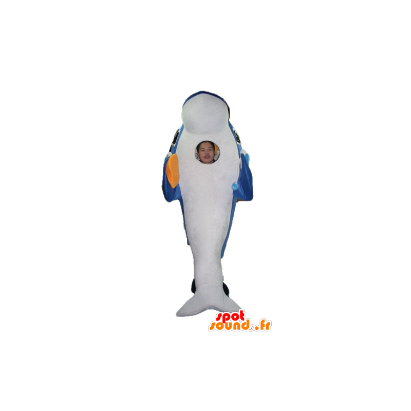 Blue Dolphin Mascot e gigante branco e muito realista - MASFR24121 - Dolphin Mascot