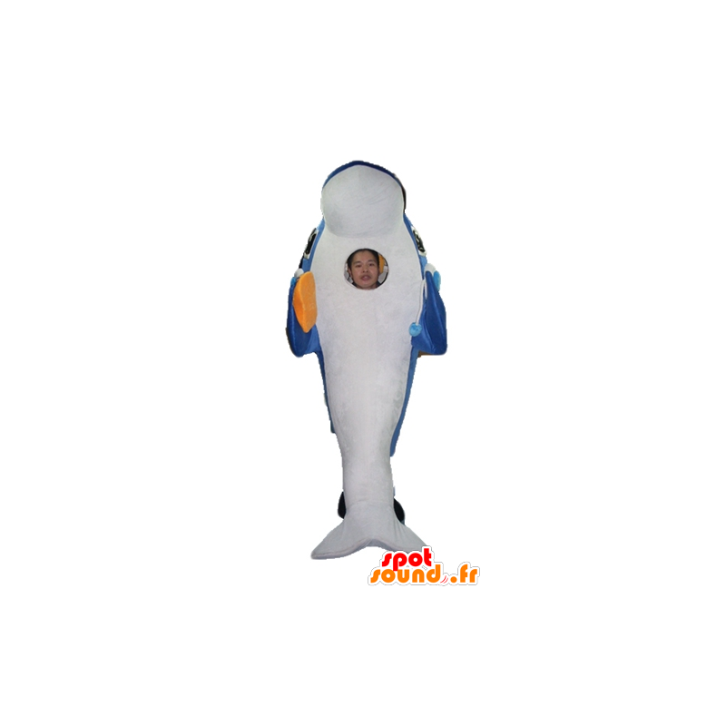 Blue Dolphin Mascot en witte reus en zeer realistisch - MASFR24121 - Dolphin Mascot