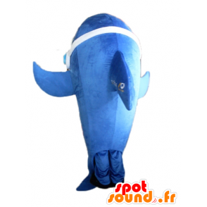 Blue Dolphin Mascot ja valkoinen jättiläinen ja hyvin realistinen - MASFR24121 - Dolphin Mascot