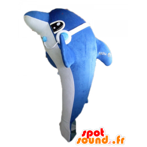 Blue Dolphin Mascot e gigante branco e muito realista - MASFR24121 - Dolphin Mascot