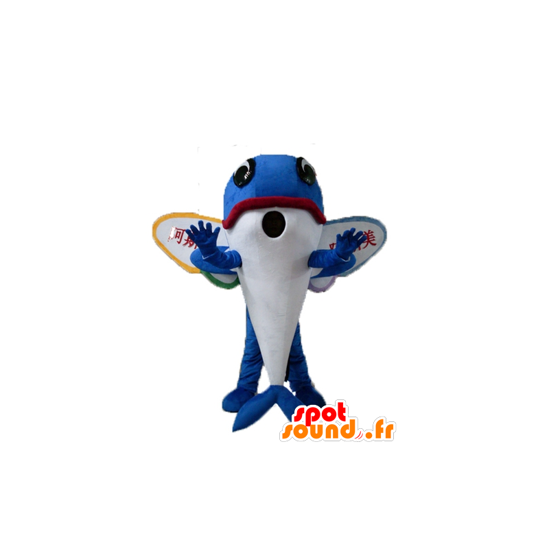 Flying fish mascot, blue dolphin with wings - MASFR24122 - Mascot Dolphin