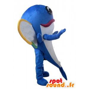 Flying fish mascot, blue dolphin with wings - MASFR24122 - Mascot Dolphin