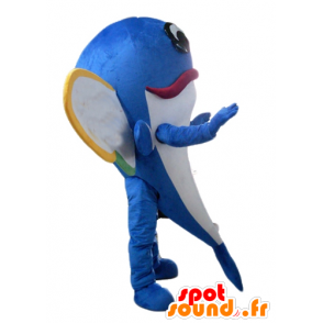 Voando mascote peixe, golfinho azul com asas - MASFR24122 - Dolphin Mascot