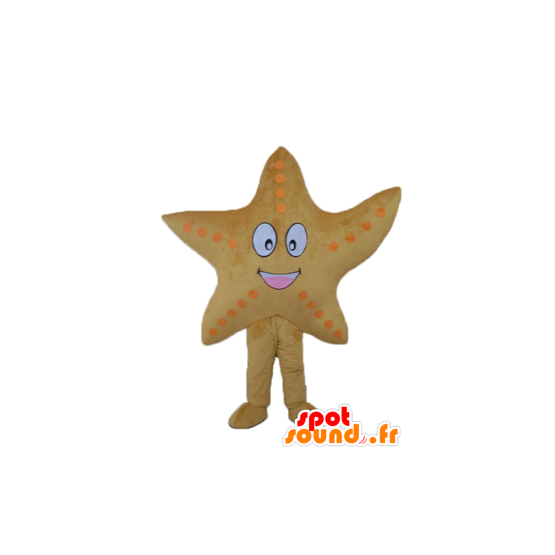 Mascot estrela do mar amarela, gigante e sorrindo - MASFR24123 - Sea Star Mascotes