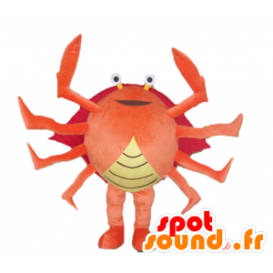 Orange, rød og gul krabbemaskot, kæmpe, meget vellykket -