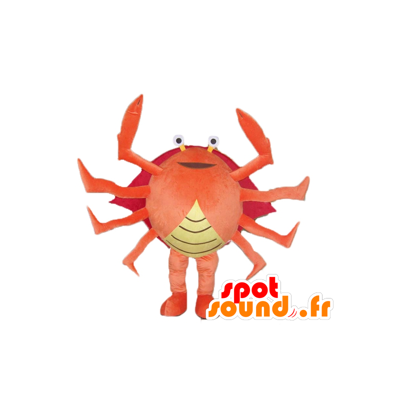 Mascote caranguejo alaranjado, vermelho e amarelo, gigante, muito bem sucedida - MASFR24126 - mascotes Crab