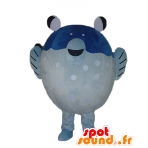 Mascotte de gros poisson bleu et blanc, géant - MASFR24128 - Mascottes Poisson