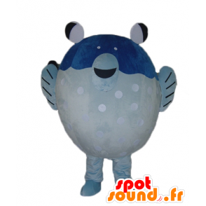 Mascotte de gros poisson bleu et blanc, géant - MASFR24128 - Mascottes Poisson