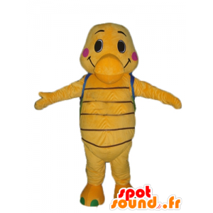 Mascot orange and green turtle with a blue schoolbag - MASFR24130 - Mascots turtle