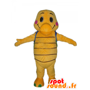 Mascot oranje en groene schildpad met een blauwe schooltas - MASFR24130 - Turtle Mascottes