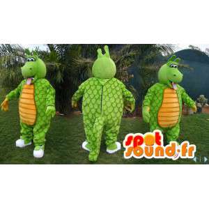 Groene en gele draak met schubben Mascot - MASFR006620 - Dragon Mascot