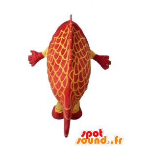 Reusachtige vis mascotte, rood en geel, zeer indrukwekkend - MASFR24132 - Fish Mascottes