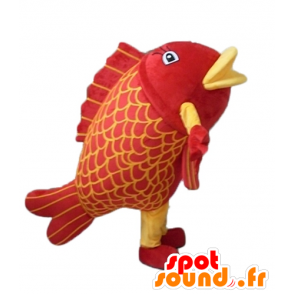 Kjempefisken maskot, rødt og gult, veldig imponerende - MASFR24132 - fisk Maskoter