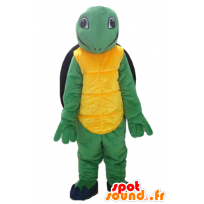 Mascote amarela tartaruga verde e preto, simpático e sorridente - MASFR24135 - Mascotes tartaruga