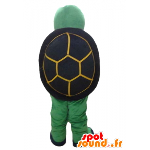 Mascot gul grønn og svart skilpadde, vennlig og smilende - MASFR24135 - Turtle Maskoter