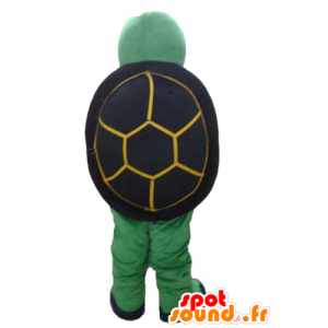 Maskotti keltainen vihreä ja musta kilpikonna, ystävällinen ja hymyilevä - MASFR24135 - kilpikonna Maskotteja