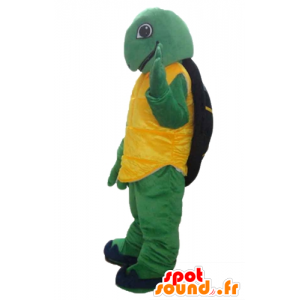 Mascot geel groen en zwart schildpad, vriendelijk en glimlachend - MASFR24135 - Turtle Mascottes