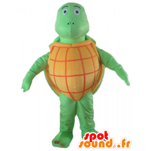 Maskot oranžové a zelené želvy, celý, velmi úspěšný - MASFR24136 - želva Maskoti