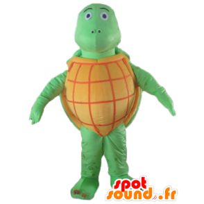 Mascotte de tortue orange et verte, toute ronde, très réussie - MASFR24136 - Mascottes Tortue