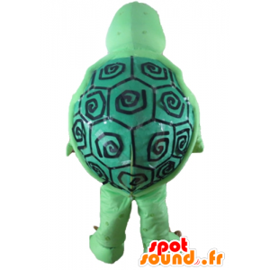 Orange och grön sköldpadda maskot, runt, mycket framgångsrik -