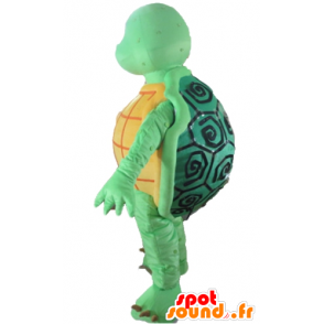 Mascotte de tortue orange et verte, toute ronde, très réussie - MASFR24136 - Mascottes Tortue