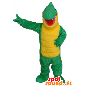 Zelené a žluté krokodýl maskot, obří - MASFR24138 - maskot krokodýli