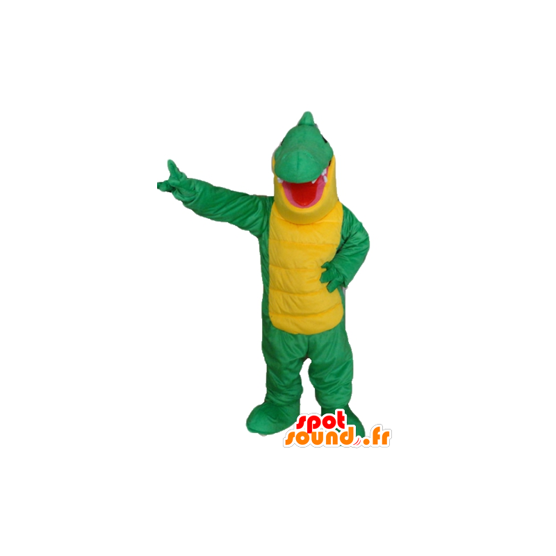 Mascotte de crocodile vert et jaune, géant - MASFR24138 - Mascotte de crocodiles