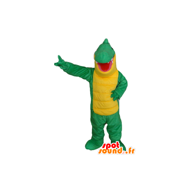 Verde e giallo coccodrillo mascotte, gigante - MASFR24138 - Mascotte di coccodrilli