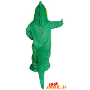 Grøn og gul krokodille maskot, kæmpe - Spotsound maskot kostume