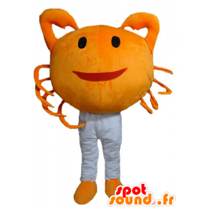 Orange krabba maskot, jätte och leende - Spotsound maskot