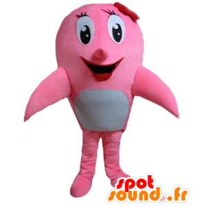 Mascotte de dauphin rose et blanc, de baleine - MASFR24141 - Mascottes Dauphin