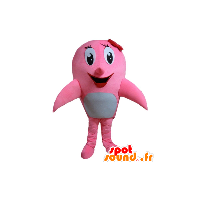 Mascot pink and white dolphin, whale - MASFR24141 - Mascot Dolphin