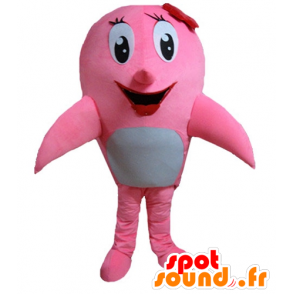 Mascot rosa og hvit delfin, hval - MASFR24141 - Dolphin Mascot