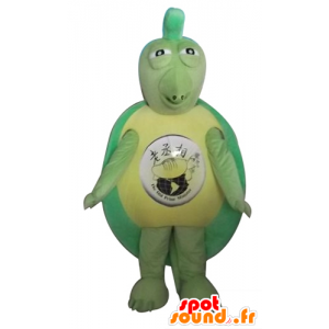 Grøn og gul skildpadde maskot, original og sjov - Spotsound